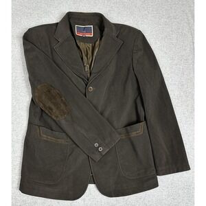 Scullers Blazer Mens Medium Brown 3-Button Elbow Patch Lined Jacket Sport Coat